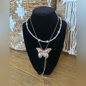 Urban Outfitters Bundle of Butterfly Necklace and Beaded Choker